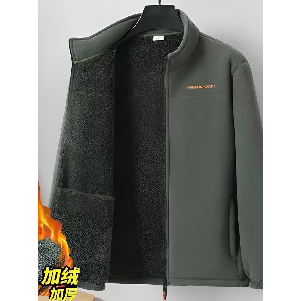 Jaqueta masculina de lã forro quente outono inverno jaqueta forro de lã Casual engrossado Cardigan moletom jaqueta de lã
