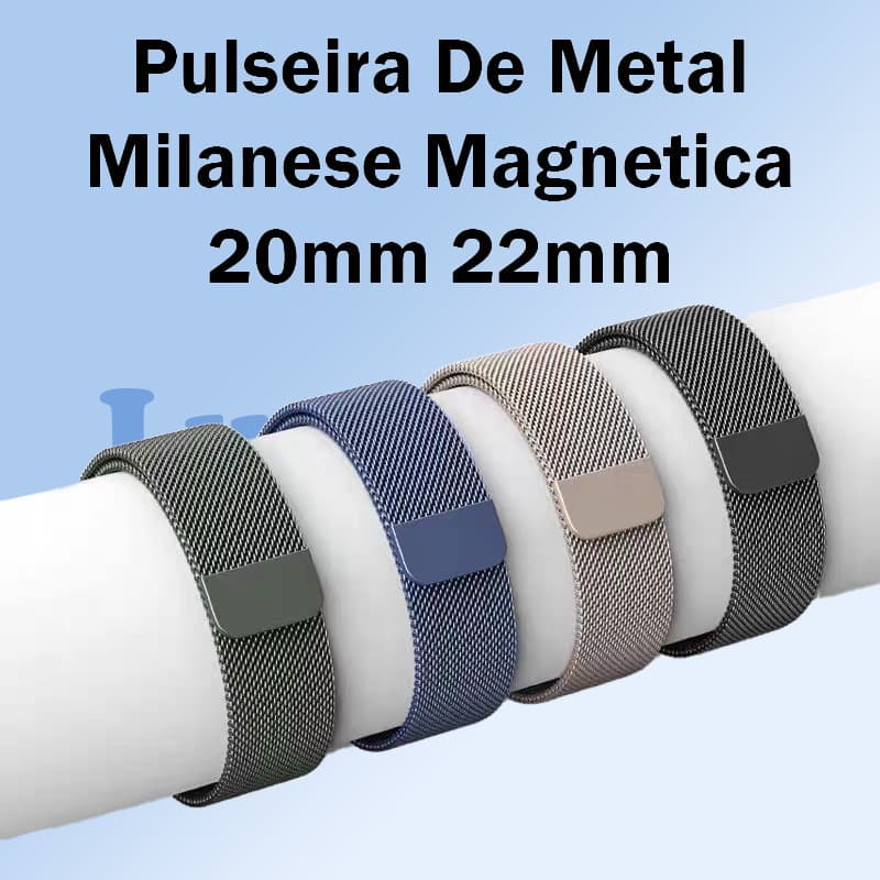 Lua cheia Pulseira De Metal Milanese Magnetica 20mm 22mm Para Relógio Smartwatch