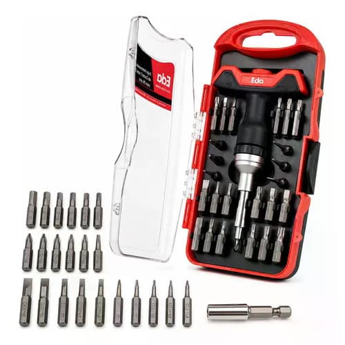 Jogo Chave Catraca Bits Fenda Philips Torx 28 Pecas Cabo T Preto Kit Pontas Bits Com Catraca de Aperto Reversivel