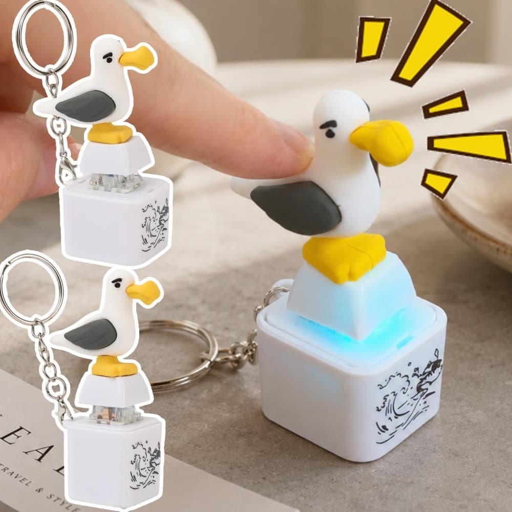 Meu Pássaro Voz Chaveiro Alívio Do Estresse Mecânico Clicker Teclado Som Gaivota Modelo Fidget Pingente