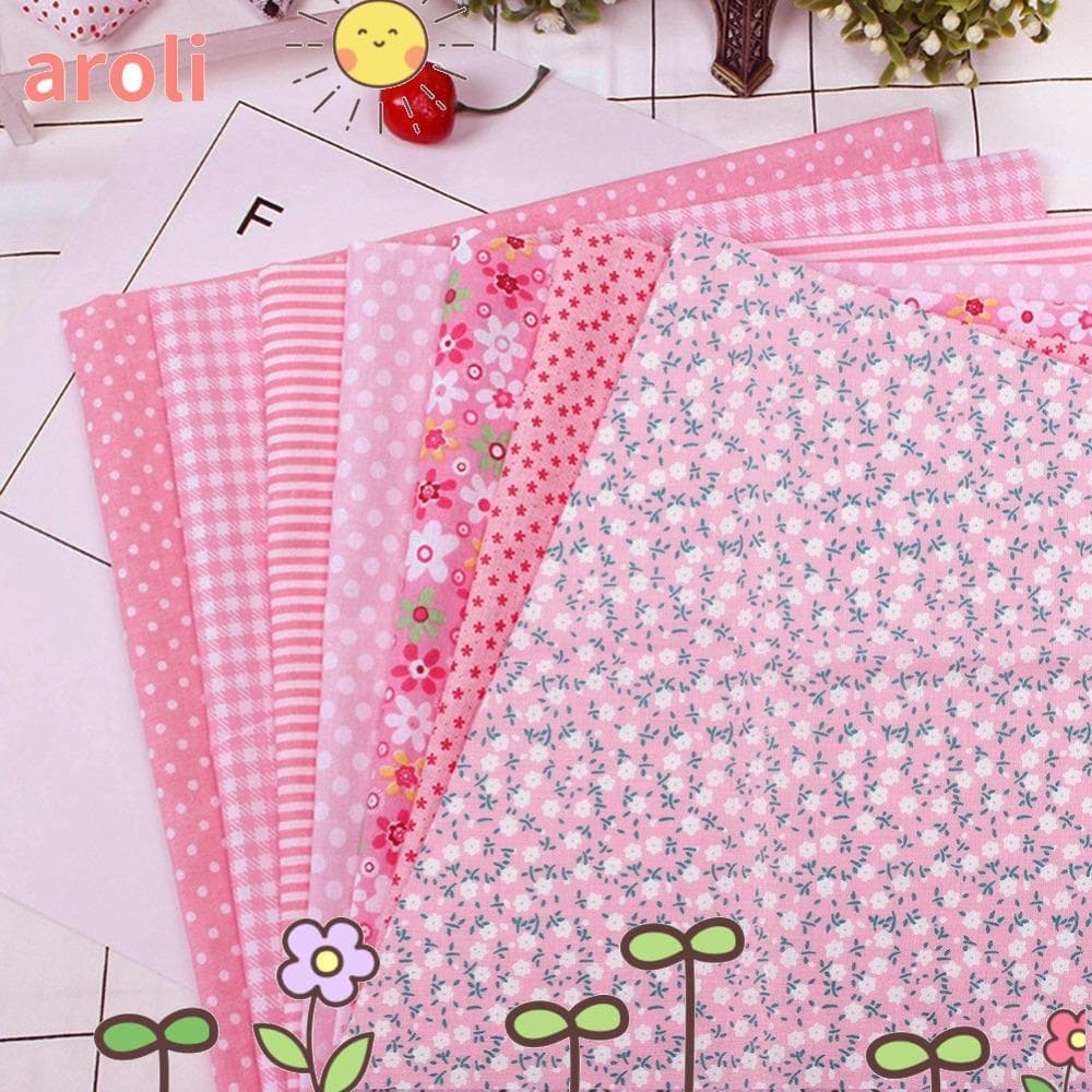 AROLI 7 Unidades De Pacote De Tecido Otton Patchwork , Algodão 250 * 250 Mm 7 Estilos Quadrados De Pré-Cortados Florais 