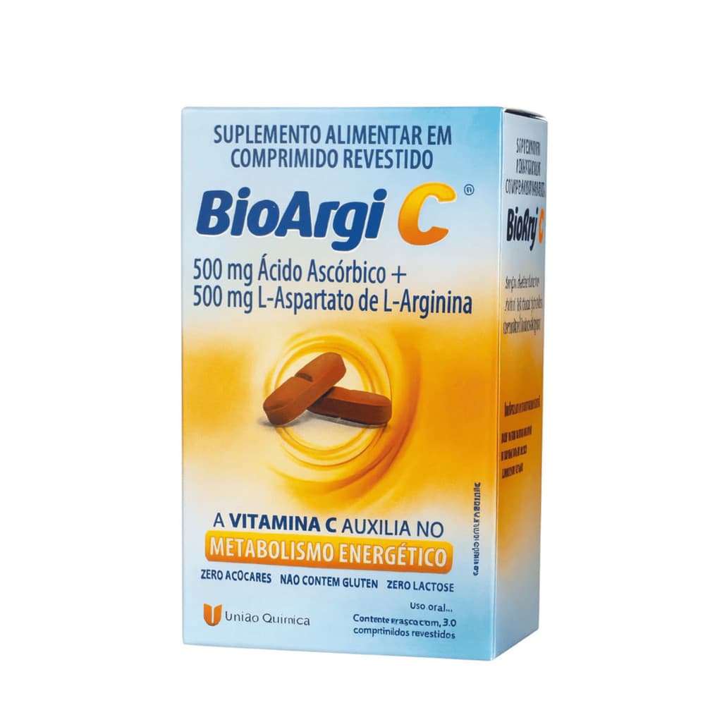 BioArgi C Suplemento Alimentar Vitamina C Metabolismo Energético 30 Comprimidos União Quimica