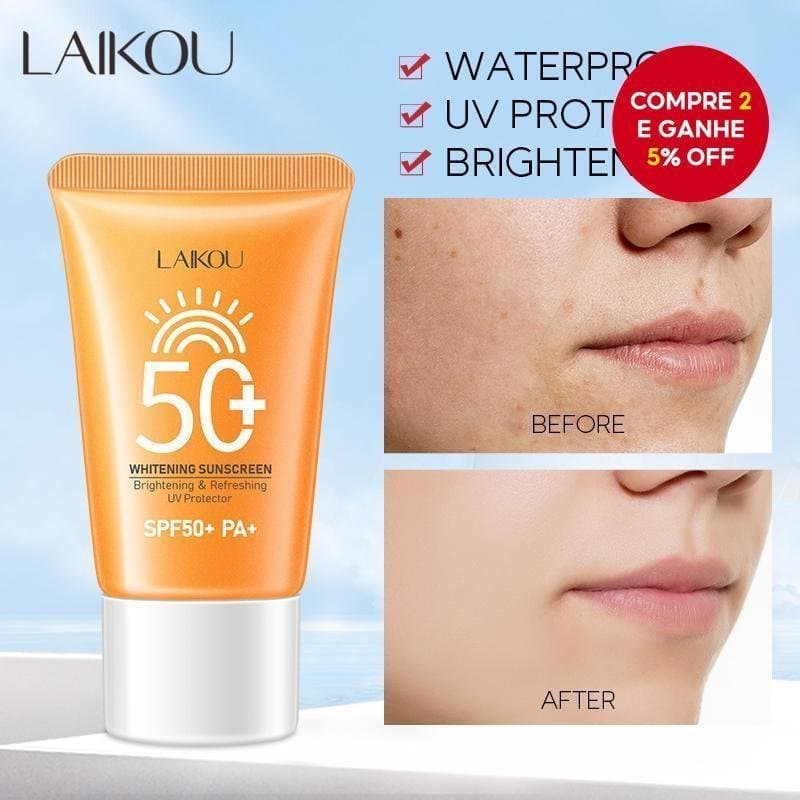 Creme Protetor Solar Clareador LAIKOU, Protetor UV, Protetor Solar Facial Iluminador, Creme Refrescante para o Dia 30g
