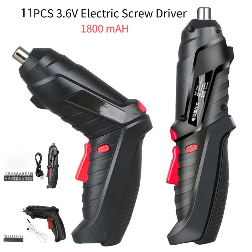 kit Parafusadeira/furadeira 11 Pçs À Bateria Carregador Usb (Dupla posição) Oferta especial com maleta Leve Portátil