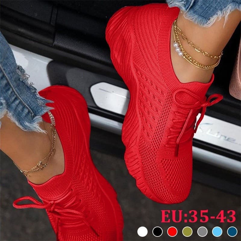 Calçados Femininos Casuais para Corrida, Confortáveis e Respiráveis, Sapatos de Plataforma para Mulheres EZCI 0L9L