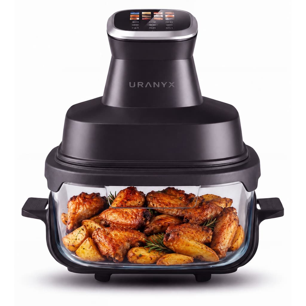 Air Fryer 1500W Uranyx Fritadeira Sem Óleo 4L Tela Touch Cesta de Vidro
