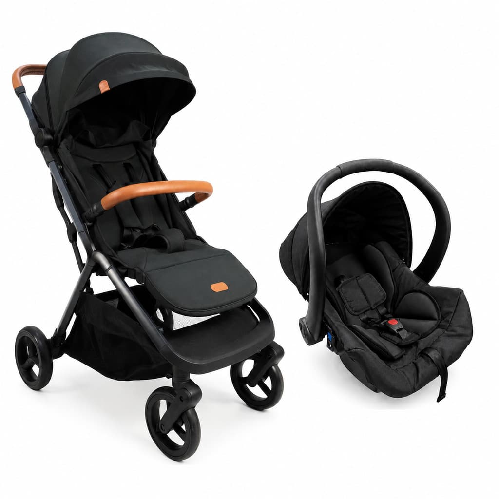 Carrinho Alpe Compacto Galzerano + Bebe Conforto Preto Cabe Bagageiro Avião Fechamento Automatico