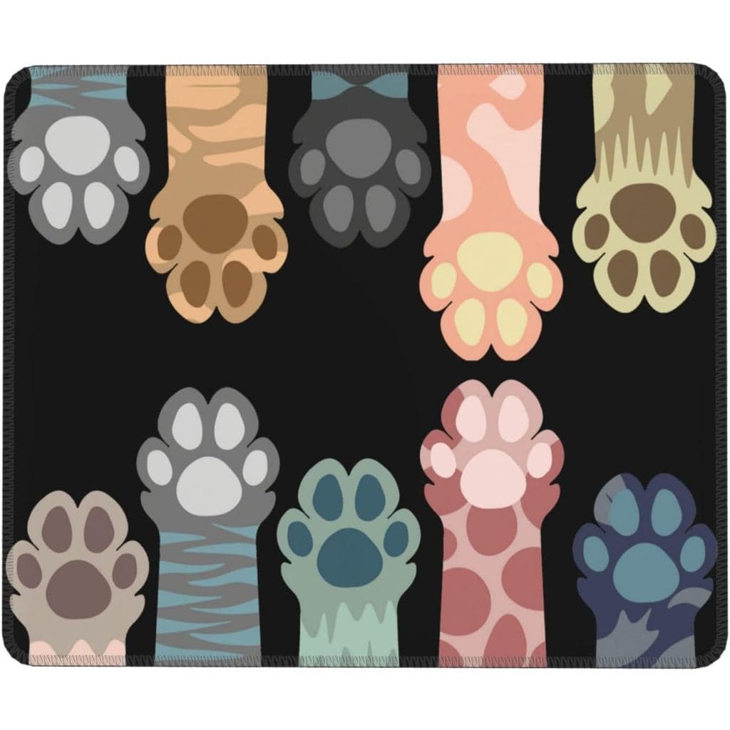 Mouse Pad Quadrado Fofo e Colorido com Patinhas de Gato, Mouse Pads para Sem Fio, Acessórios de Mesa, Mousepad de