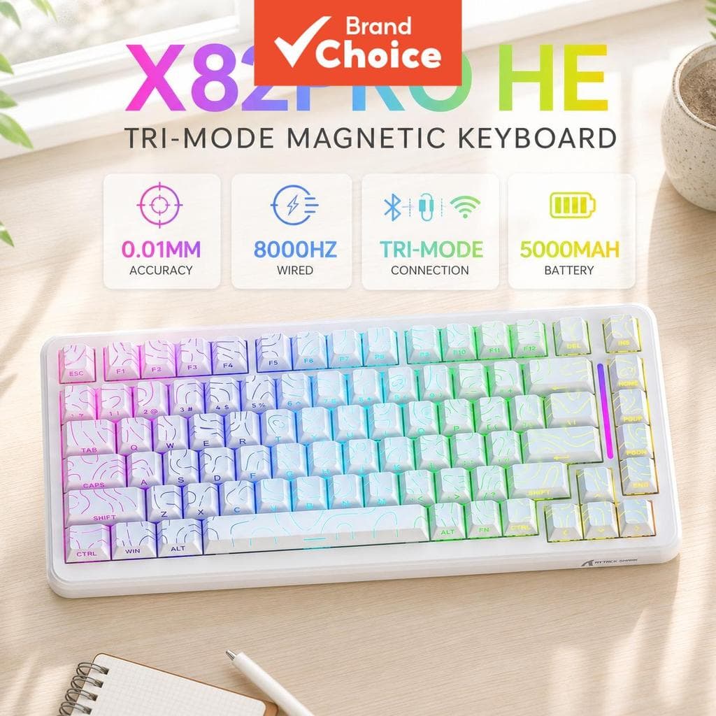 Teclado Mecânico Compacto X82PRO HE para Jogos, Teclas PBT, Teclado Numérico, Uso em PC, Laptop e Escritório, Conexão