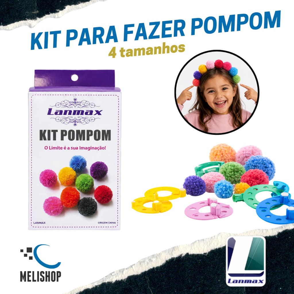 Kit Fazedor de Pompom 4 Tamanhos Completo Fácil para Crochê Amigurumi Artesanato Lanmax