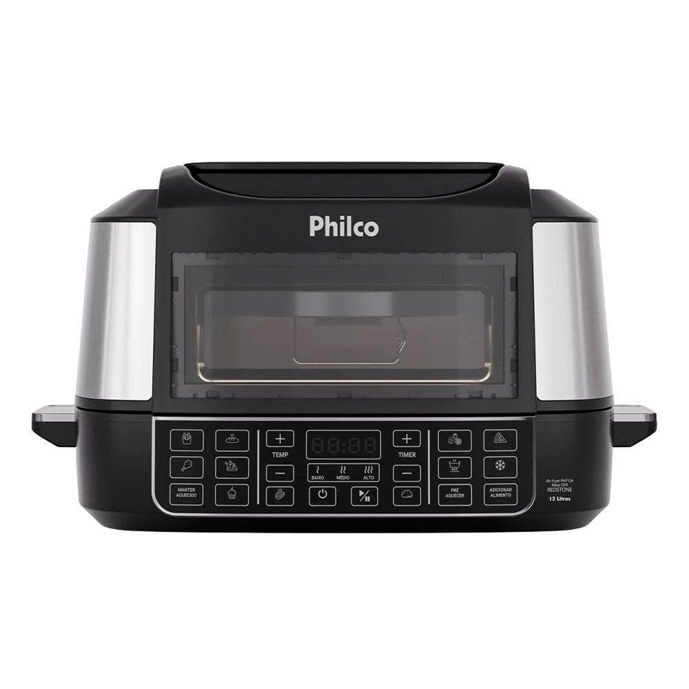 Fritadeira Air Fry Philco PAF12A 12 Litros 1800W - Painel Digital, 15 Funções, Grill, Preto/Inox