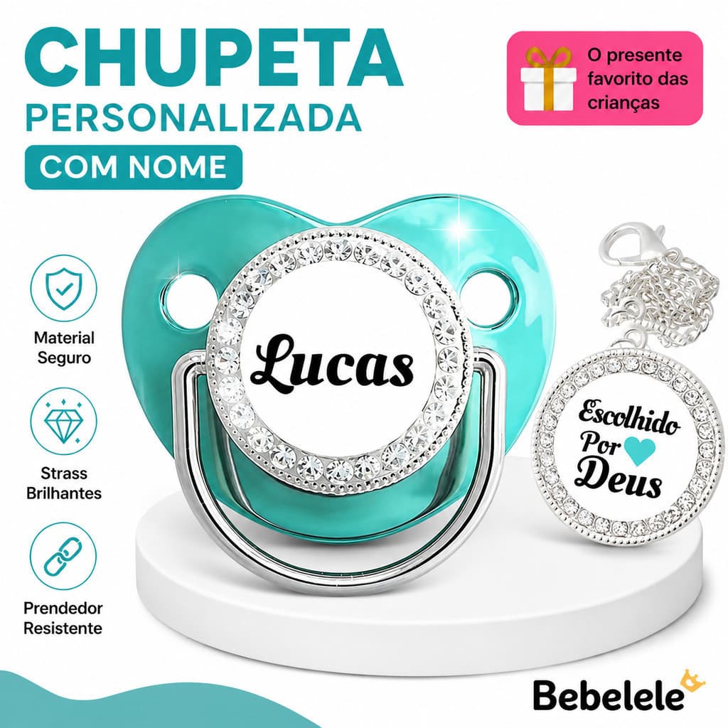 Chupeta para bebês com nome personalizado do bebê, chupeta de silicone BPA Free &QOK2