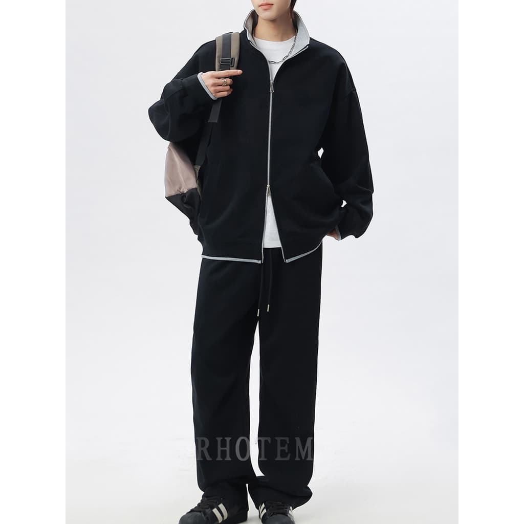 Lotmond americano Casual terno esportivo masculino primavera outono novo estilo Cardigan moletom moletom um conjunto com