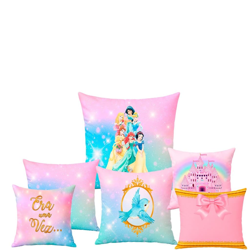 Capa de Almofada Princesas 42x42 Decorativa Quarto Infantil