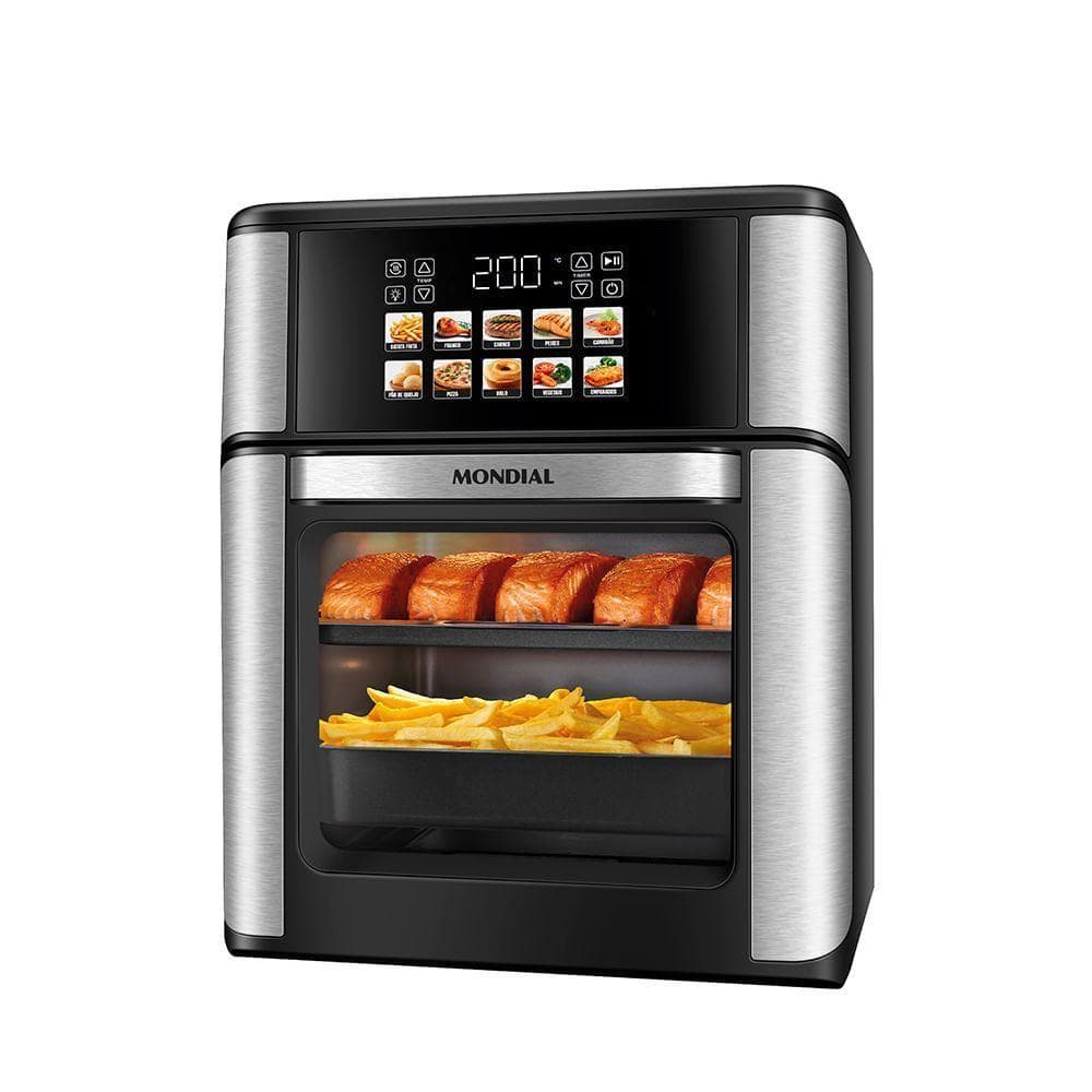 Fritadeira Air Fryer Forno Oven sem Óleo Mondial 14L 2000W Preto Prata 220V
