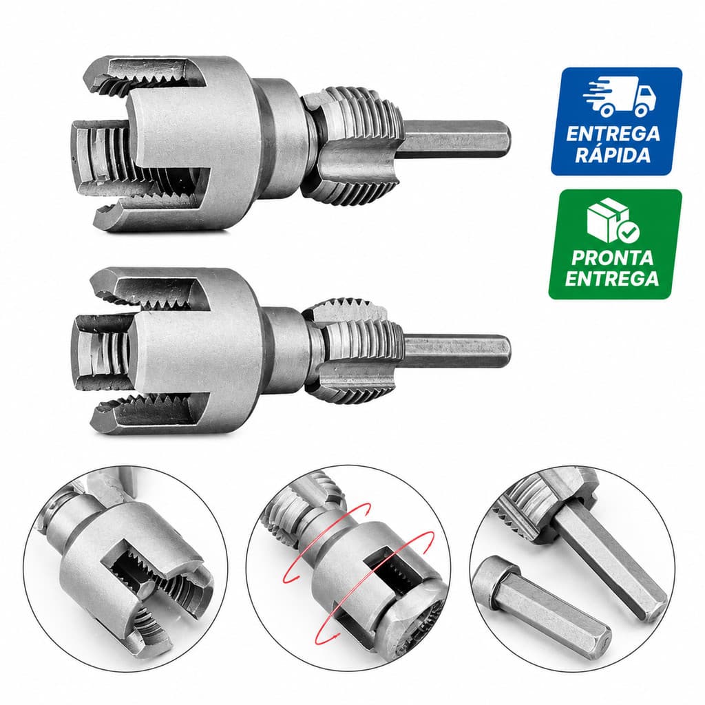 Abridor de Rosca Interna Externa Tubo PVC 1/2 3/4 Furadeira Parafusadeira 2 peças