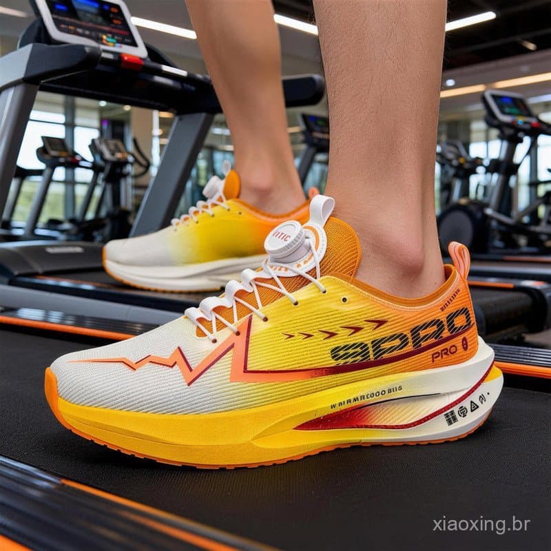 Novo modelo de tênis esportivo de corrida com placa de carbono, fecho giratório luminoso, versão para casais, tênis de c