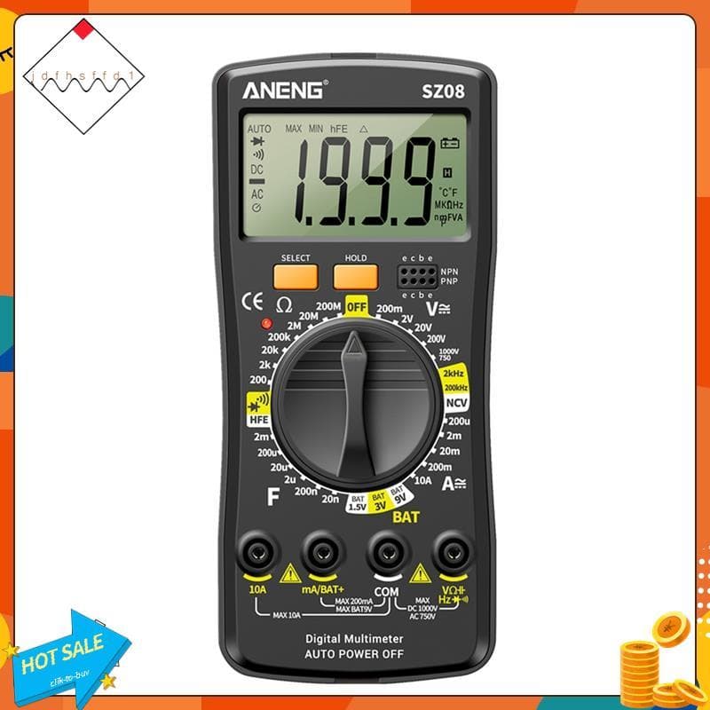 [Promover J] SZ08 Multímetro Digital Armazenamento Ultrafino Multimetro Profissional Voltímetro Automático AC DC Resistê
