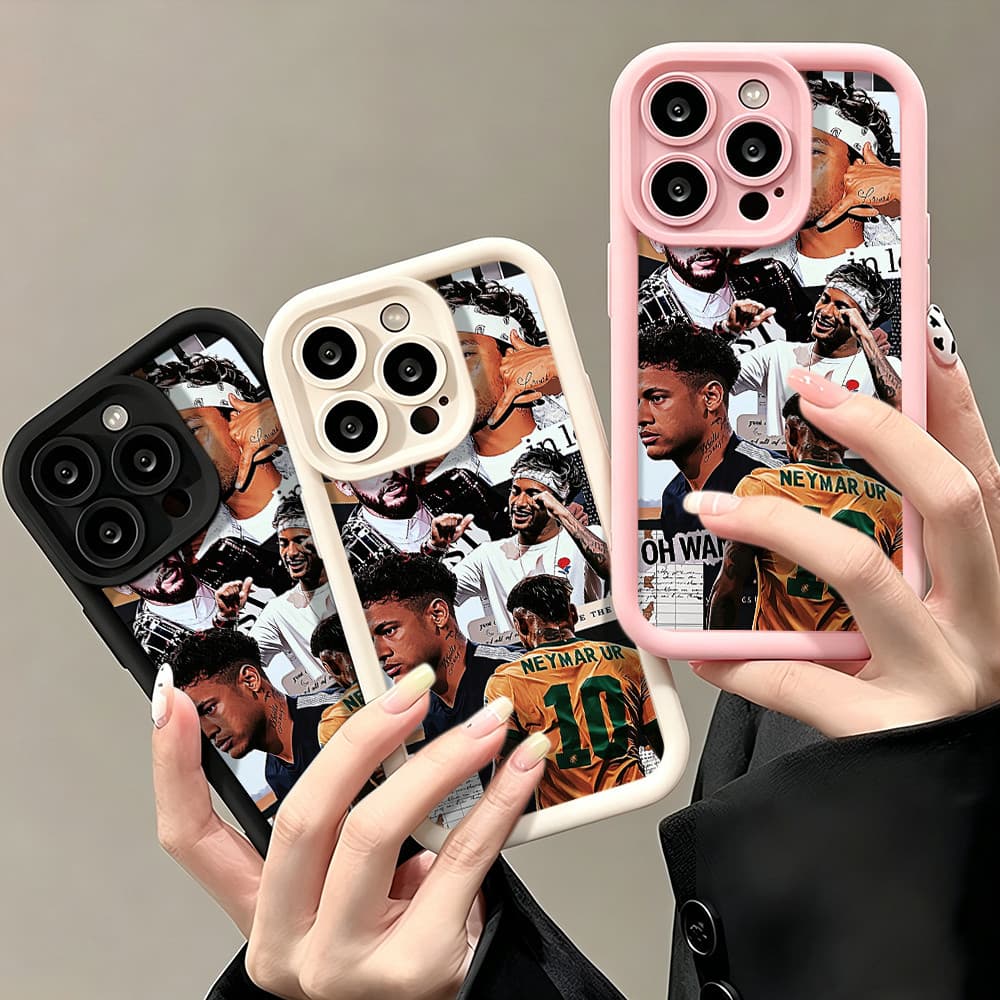 Capinha De Celular Neymar Colagem Para IPhone 14 15 16 17 18 XR 11 12 13 Pro Max Plus Silicone Macio Celular 