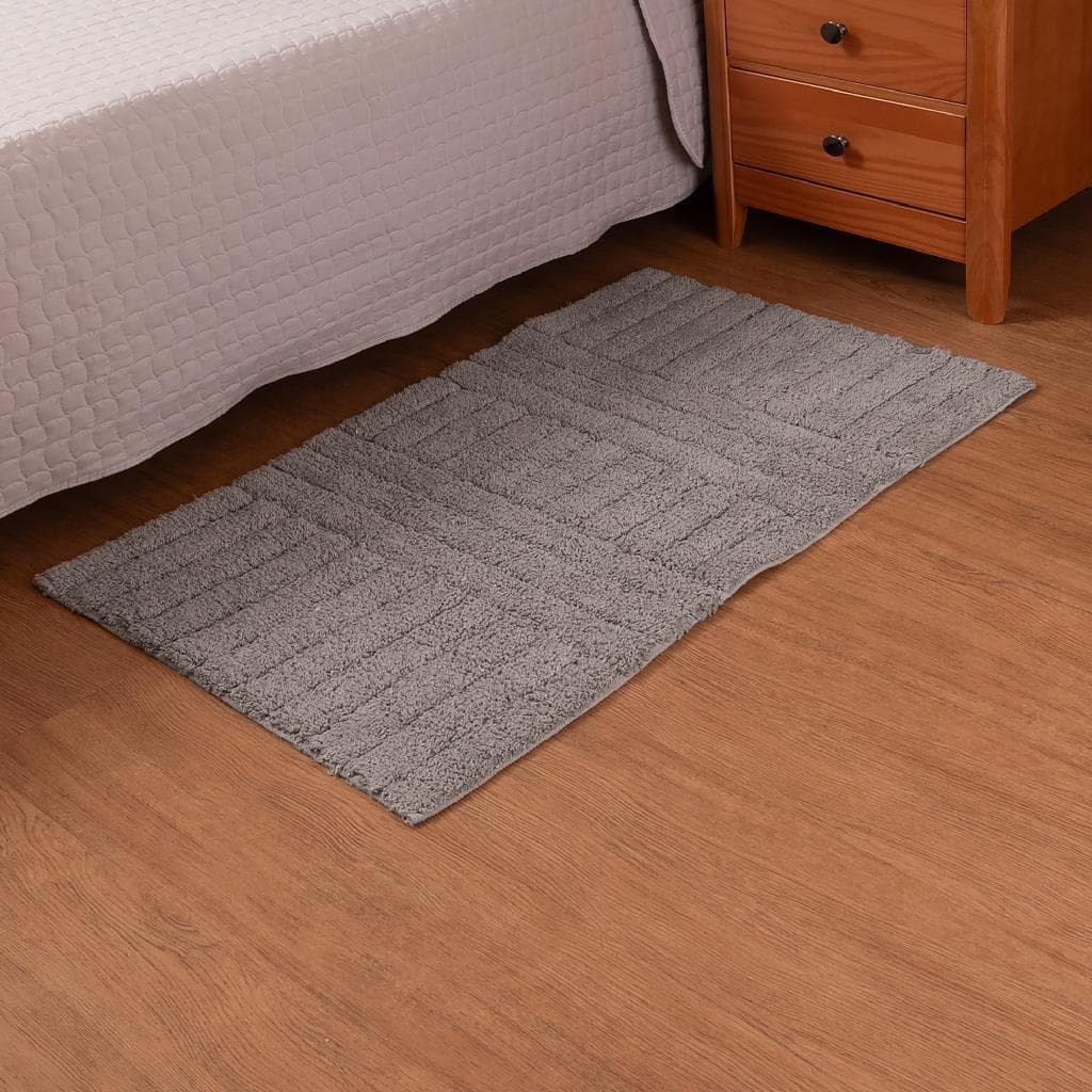 Tapete Wolff Grande Sala Cozinha Banheiro Quarto Genova 50x80cm Cinza Algodão Antiderrapante Requintado Luxo