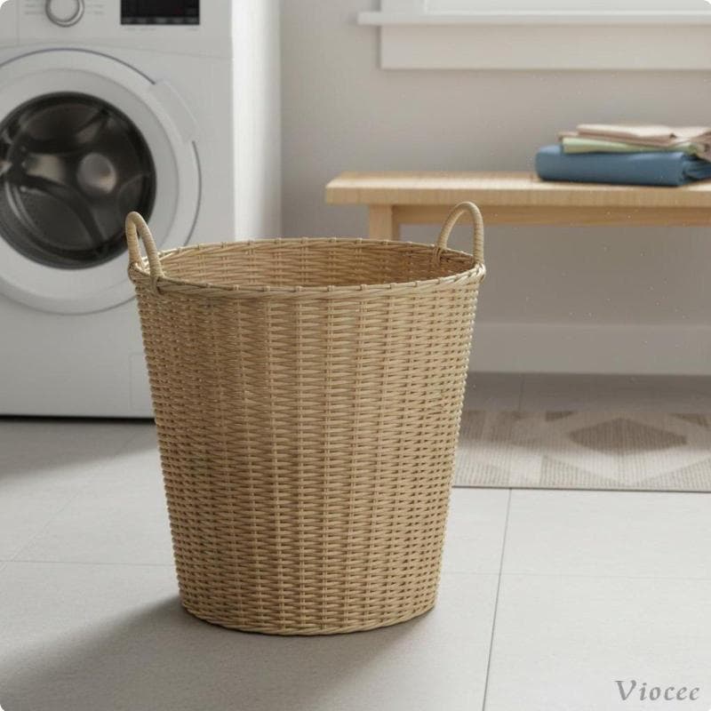 [Viocee] Cesto Grande Para Armazenamento De Roupas , De Plástico Com Alças , Organizador Quarto , Banheiro , Casa