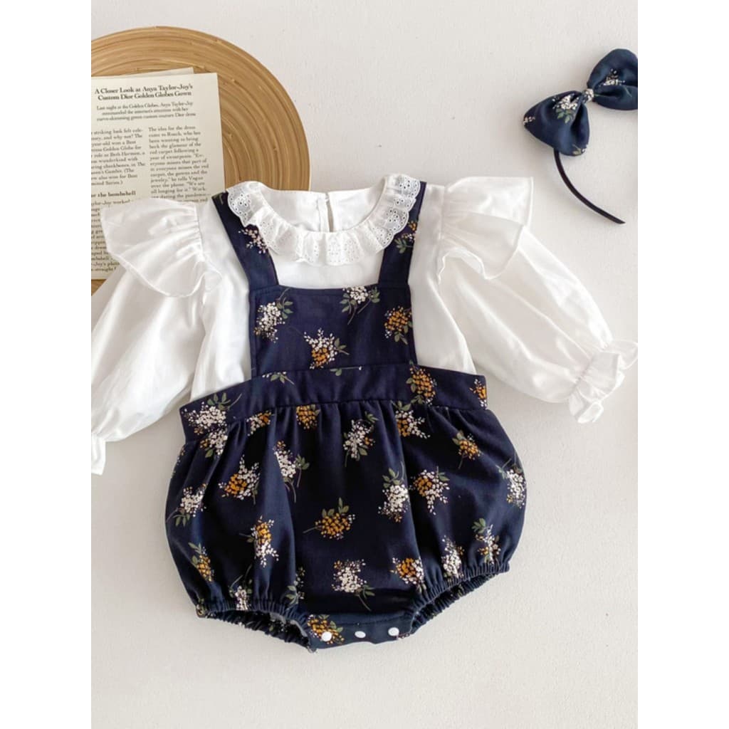 Bebê bebê Denim macacão roupas menina bebê doce macacão de uma peça menina de manga comprida topo primavera outono terno