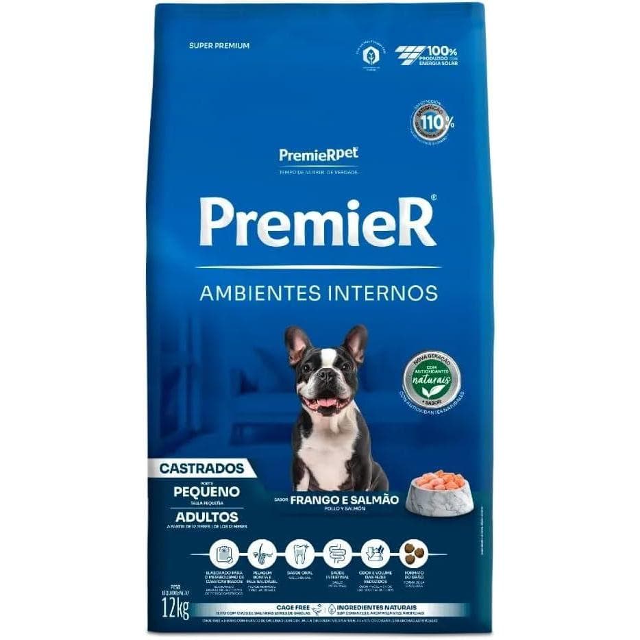 Ração Premier Amb Inter Cães ad Castrados Frango/salmão 12kg