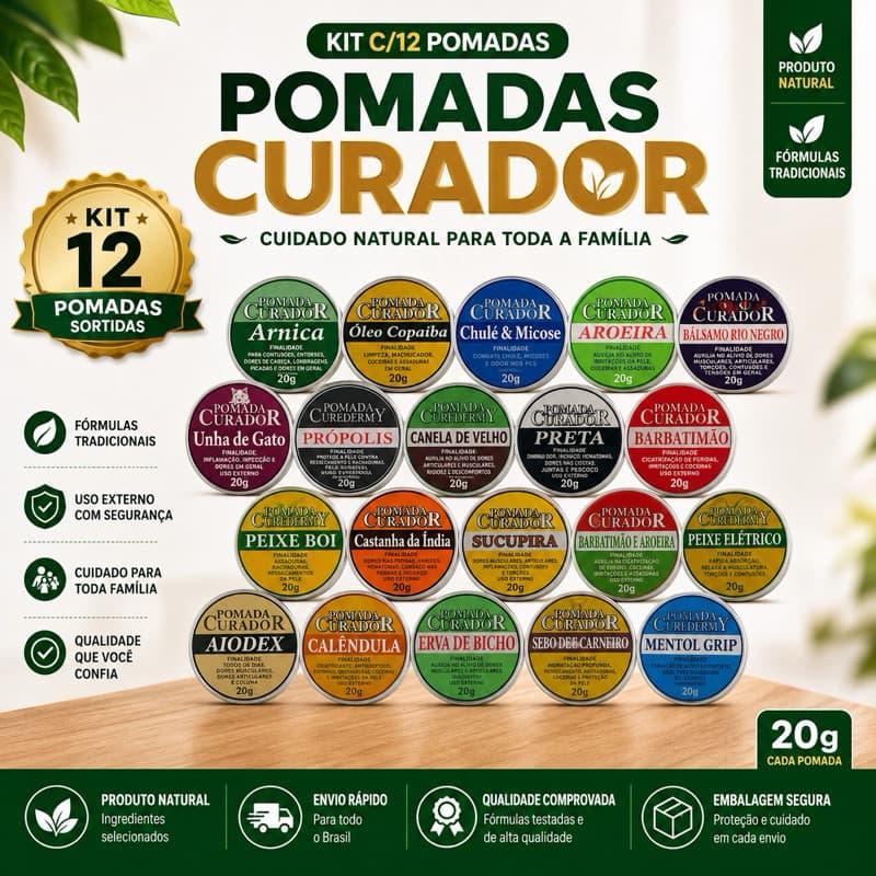 Kit C/12 Pomadas Sortidas 20g - Envio Imediato