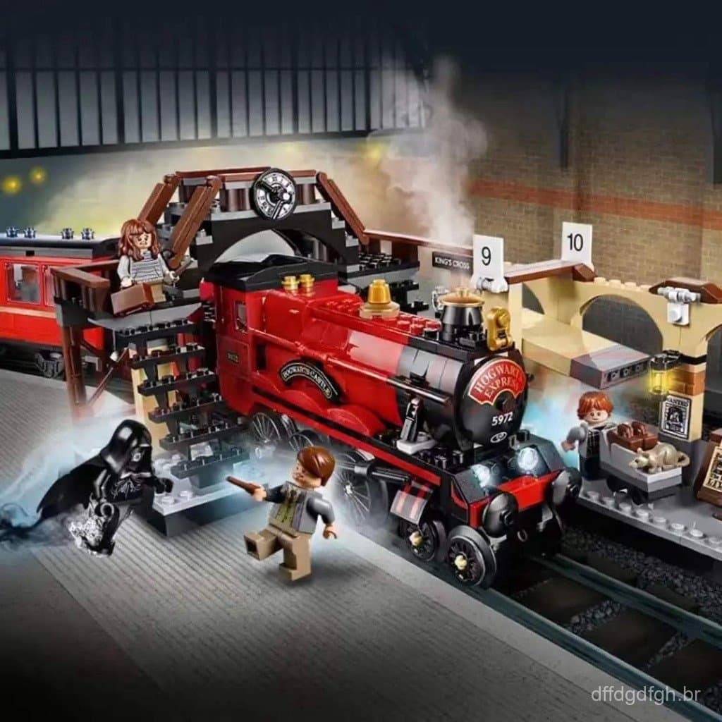 897 Peças Lego Trem Expresso de Hogwarts, Brinquedo Educativo de Blocos de Montar para Meninos