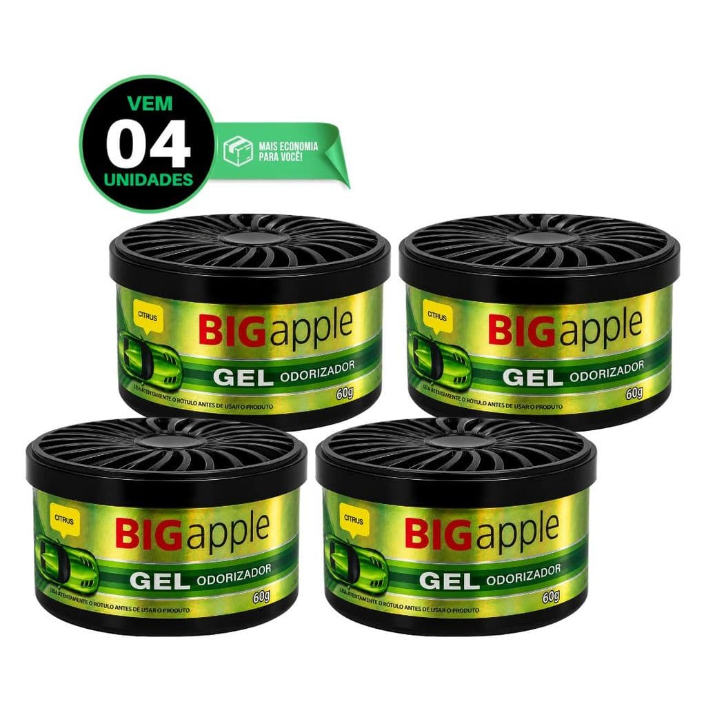 Kit 4 Cheirinho Carro Odorizante Em Gel Citrus 60g Automotivo Para Carro Fragrância Premium Big Apple Gel