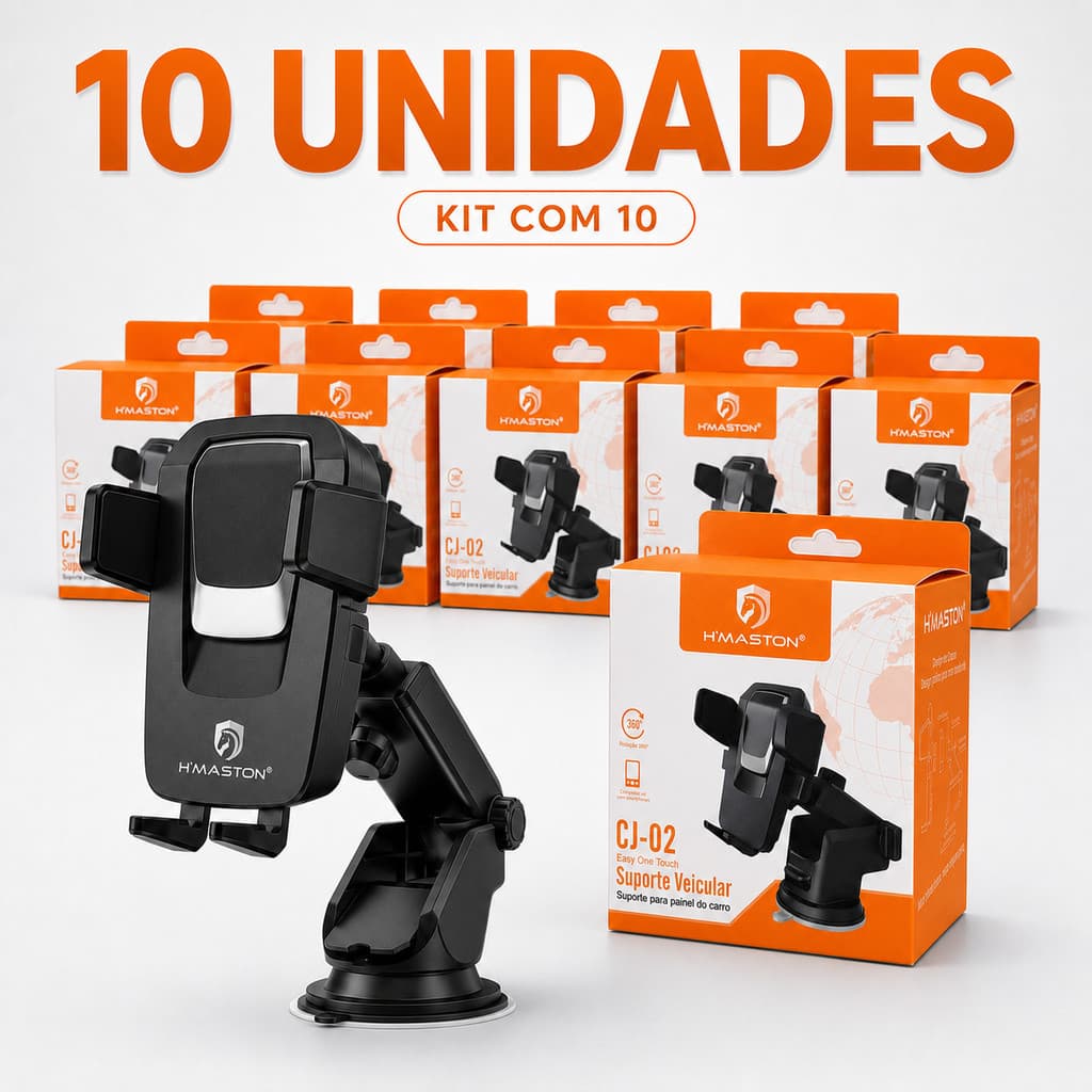 Kit 4 e10 Suporte Veicular Celular GPS Ventosa Gruda Painel Anti Queda Trava Automática Carro Automotivo Universal