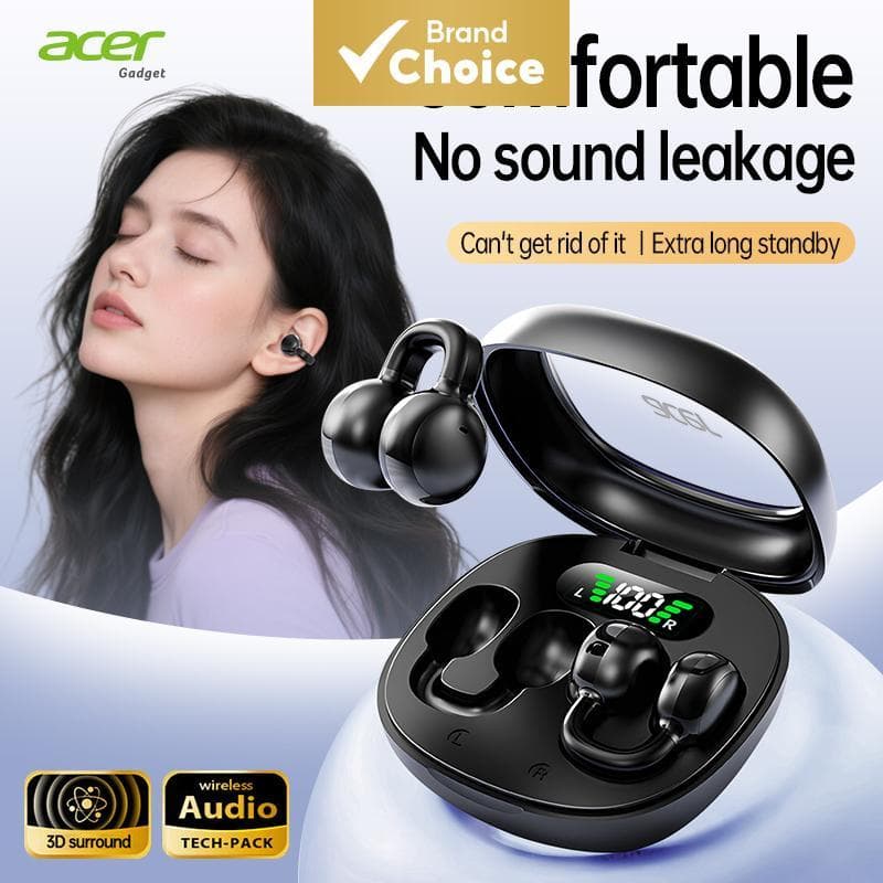 Acer OHR537 Fones De Ouvido Com Clipe De Orelha Aberta Sem Fio BT5.4 20H Playtime Grandes Diafragma Vazamento De Som Lev