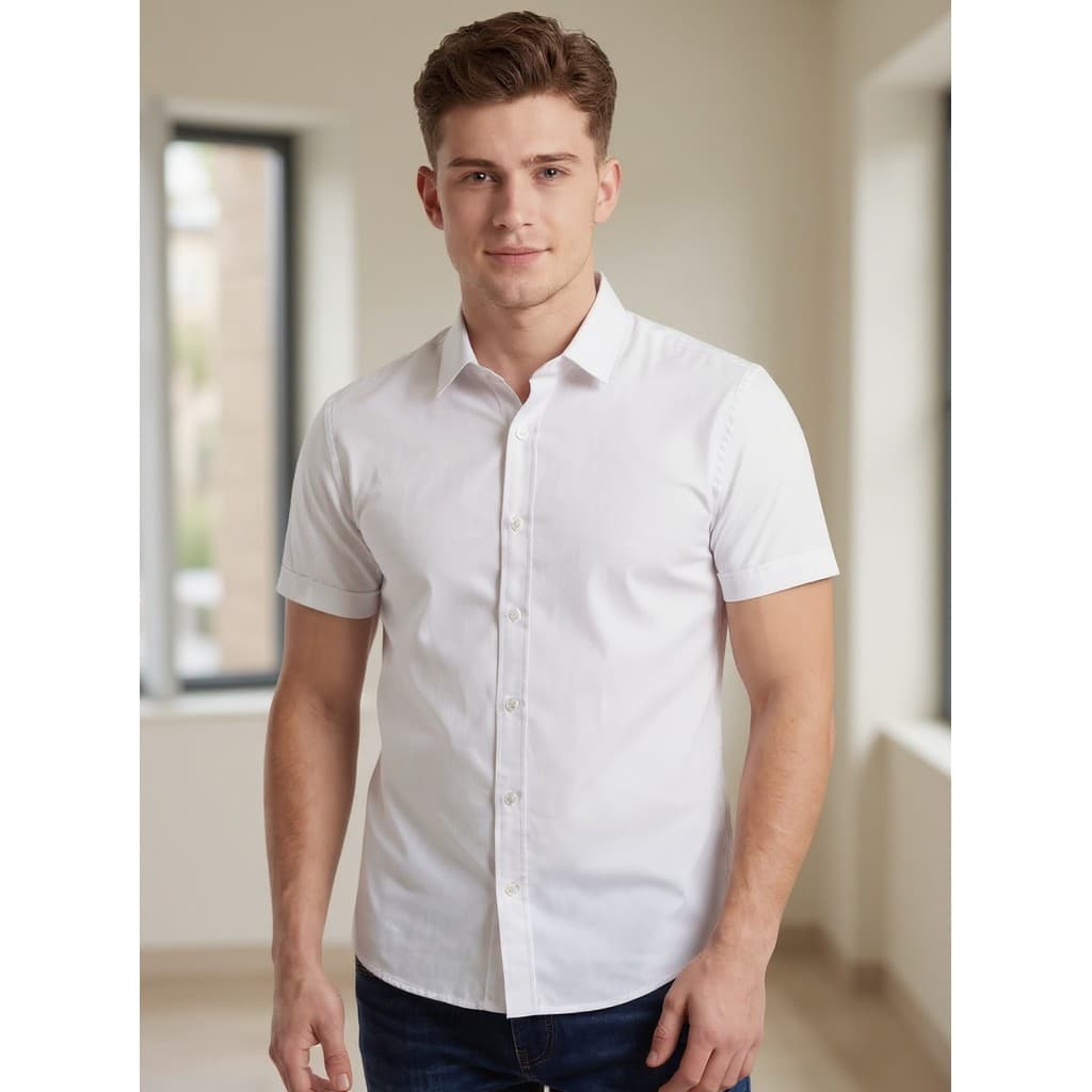 Camisa Masculina Manga Curta Tricoline Slim Fit Social Casual — FWD SHOP