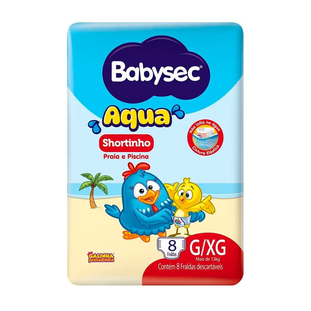 Fralda BabySec Aqua Shortinho Praia e Piscina Tamanho G/XG 8 Unidades Descartáveis