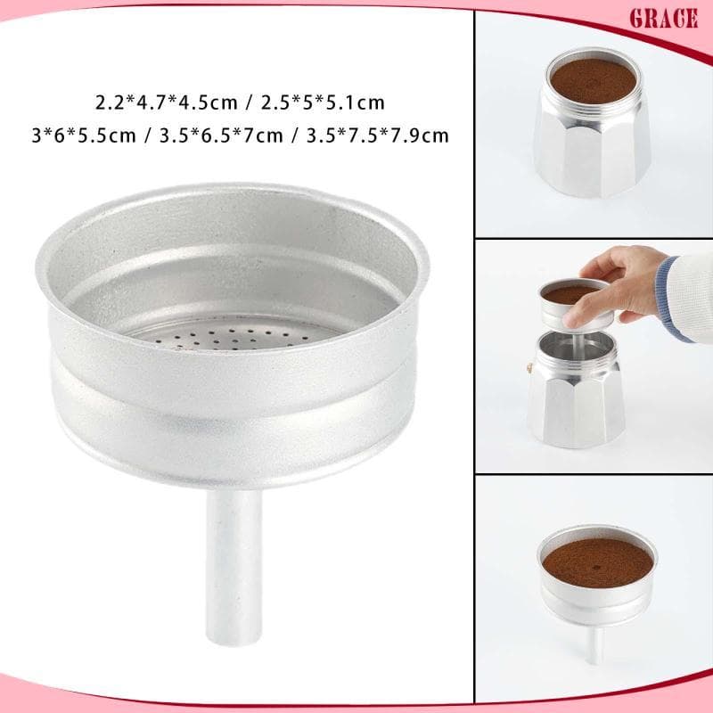 [Grace_sz] Filtro Para Cafeteira Expresso Funil De Substituição De Alumínio Moka Acessório Durável E Fácil De Usar