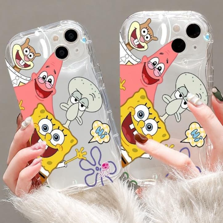 Capinha para iPhone 17/16/15Pro Max capa celular bob esponja divertido proteção elevada da câmera silicone