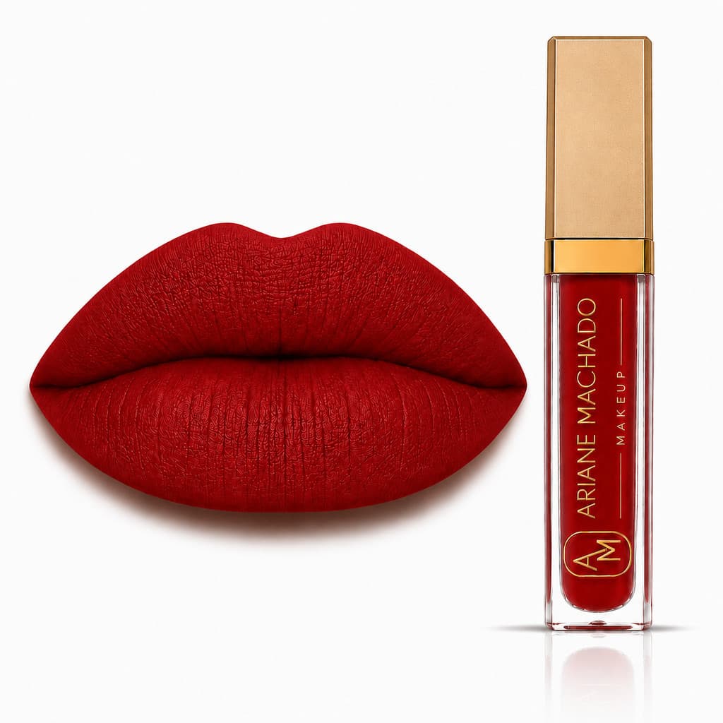 Batom Matte Amanda Vermelho Vivo Líquido Alta Pigmentação Longa Duração - Ariane Machado Makeup