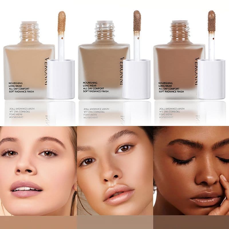 Pequeno quadrado beleza cor preta base líquida maquiagem trigo cor Bronze pele amarela base líquida especial estudante b