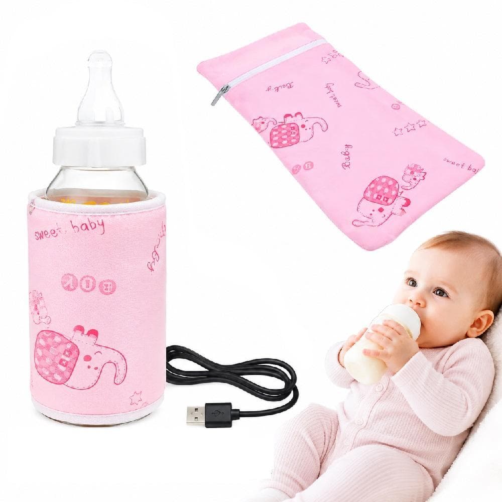 AQUECEDOR MAMADEIRA USB PORTÁTIL CAPA TÉRMICA ROSA CARRO VIAGEM PASSEIO BEBÊ CRIANÇA AQUECIMENTO LEITE ÁGUA