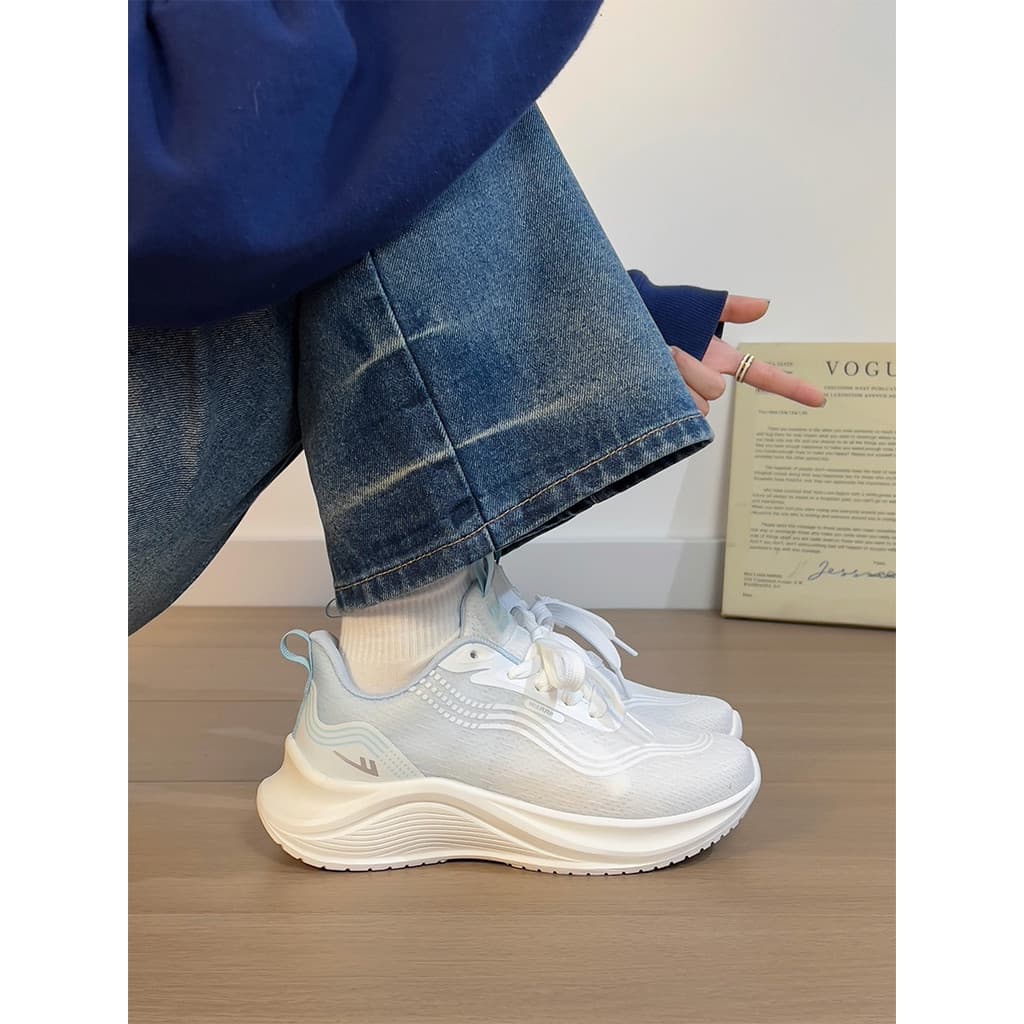 Puxar para trás exame sapatos esportivos treinamento tênis de corrida leve sapatos esportivos de sola macia feminino ver