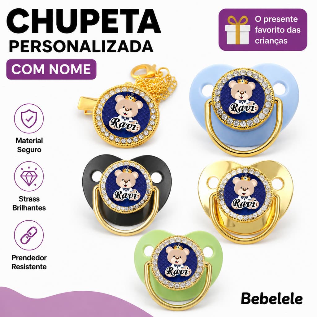 Chupeta de bebê tipo plana, incluindo prendedor de chupeta, chupeta personalizada, chupeta de bebê personalizada P 5L48