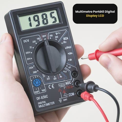 Multimetro Digital Portatil Visor Lcd Medidor Eletrico Preciso Preto