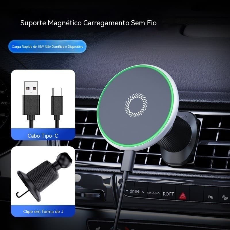 Suporte Magnético para Telefone de Carro T50 com Carregamento Sem Fio, Suporte Multifuncional para Telefone de Carro, Su
