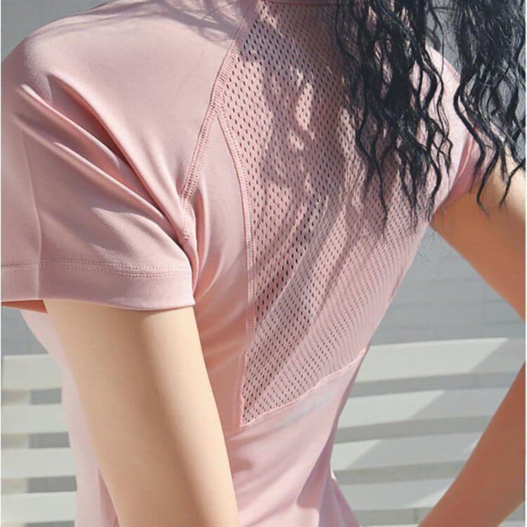 Primavera verão esportes femininos de manga curta camiseta de secagem rápida correndo Yoga roupas de Fitness mais magro 