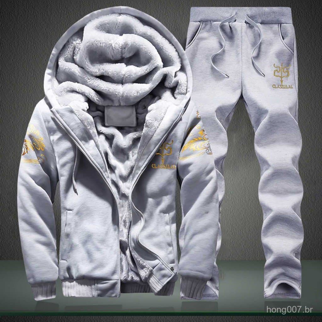 Conjunto de Moletom Casual Masculino, Conjunto de Moletom de Inverno GAXC