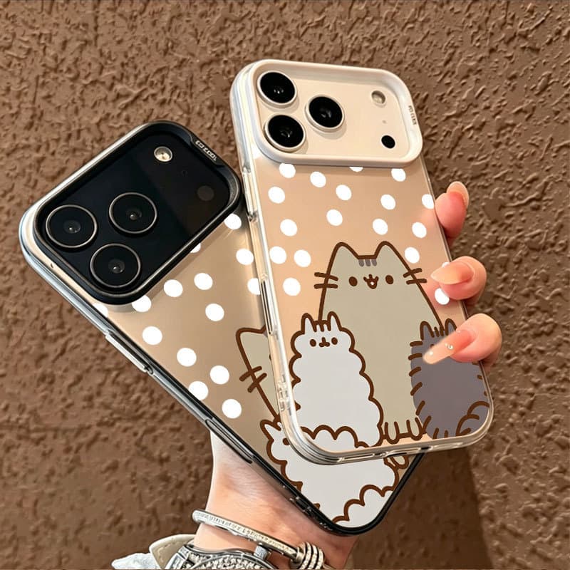 Metal fosco colorido Capinha para iPhone 17/16/15/14/13/12 Pro Max Normal Capa Celular Pusheen Biscoito Colorida