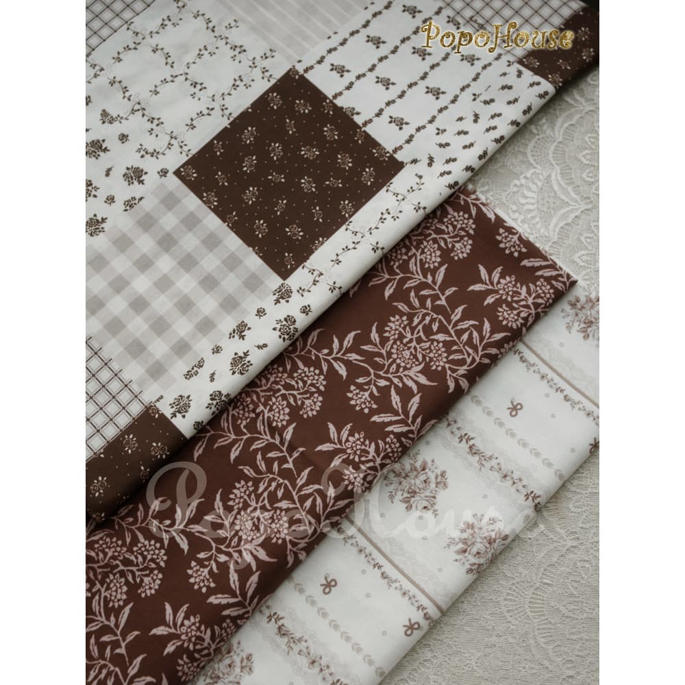 PopoHouse Café Patchwork Camélia Parede 40 Tecido de Algodão Fino Vestido Cortina Roupas Tecido diy