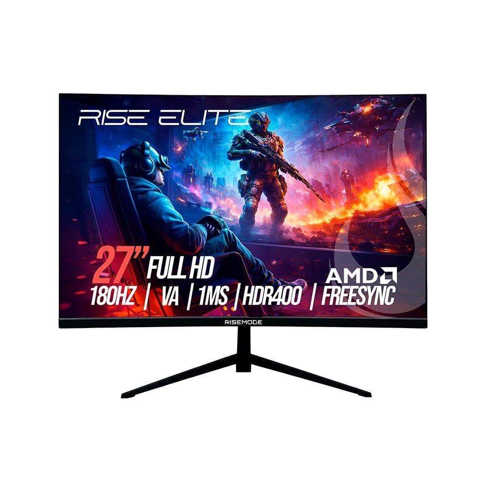 Monitor Gamer Curvo Rise Mode Prime 27", FHD, 180Hz, 1ms, VA, FreeSync, HDR 400, HDMI e DP, Preto - RM-MOG-27C180FH-B