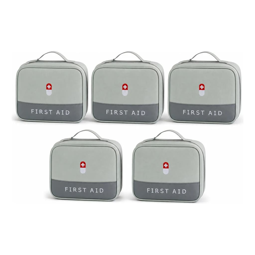 Kit 5 Bolsa Necessaire Porta Remédios Primeiros Socorros Cinza