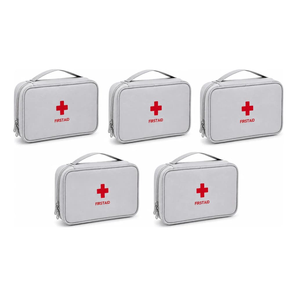 Kit 5 Bolsa Porta Remédios Pequena Primeiros Socorros Cinza